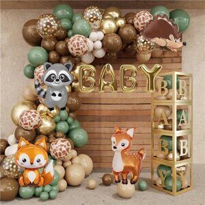 Woodland Baby Shower Decorations Balloon Garland Arch Animal Foil Party Kit 137p